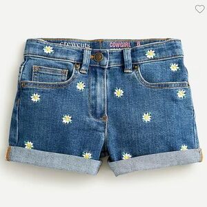 J.Crew Crewcuts Girls Cowgirl Daisy Embroidered Denim Shorts Size 6